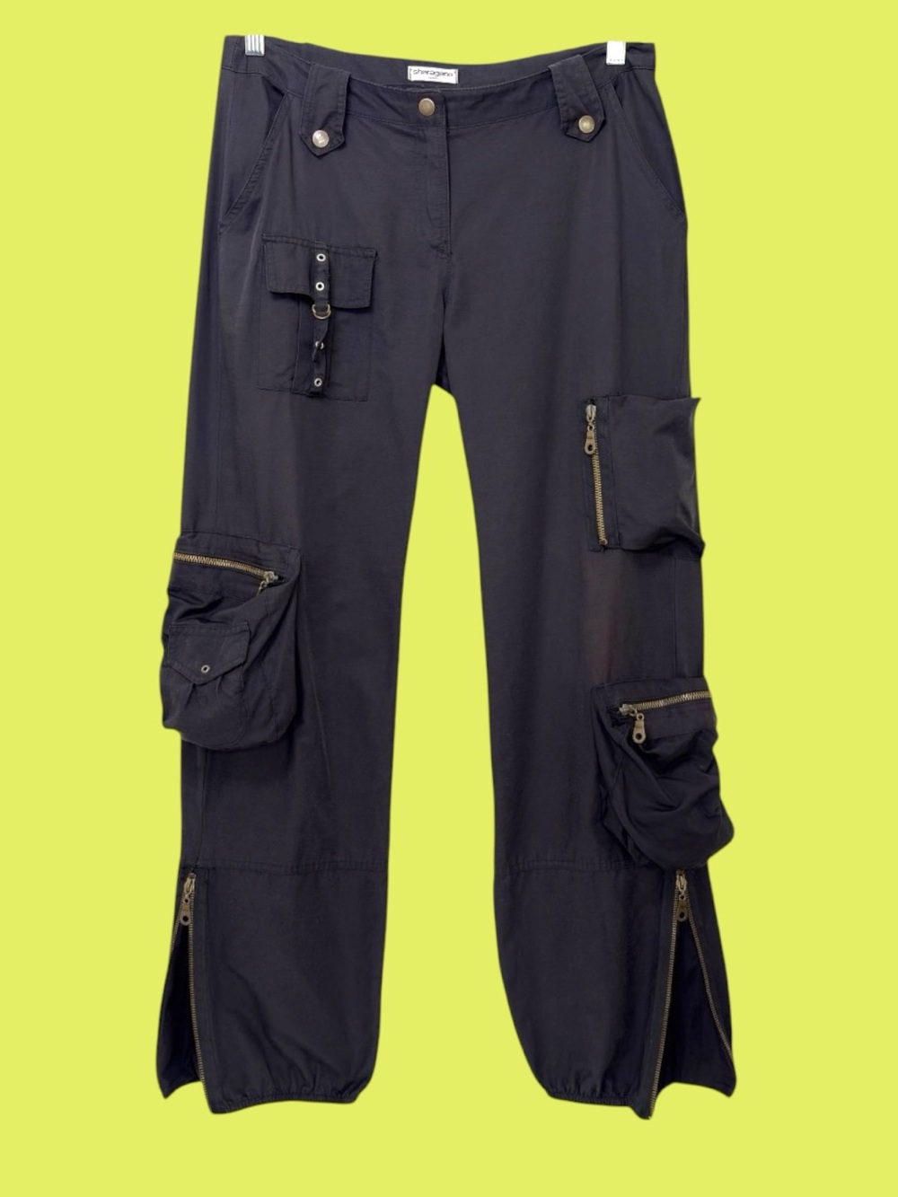 90s Sharagano Black Baggy Cargo Pants S Y2K CyberPunk Techwear Goth Tactical